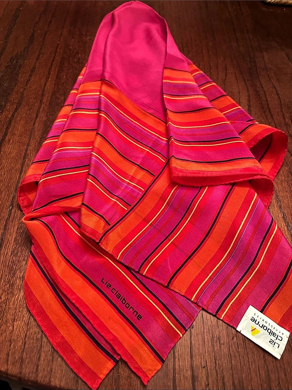 Liz Claiborne Striped Scarf Red & Pink